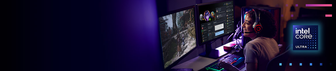 Intel® Core™ Ultra 200S Plus Jouez au meilleur de vos capacités. Créez sans interruption. Les processeurs Intel® Core™ Ultra 200S Plus sont conçus pour offrir des performances de jeu exceptionnelles et une créativité sans faille. Configurez le vôtre dès aujourd'hui.