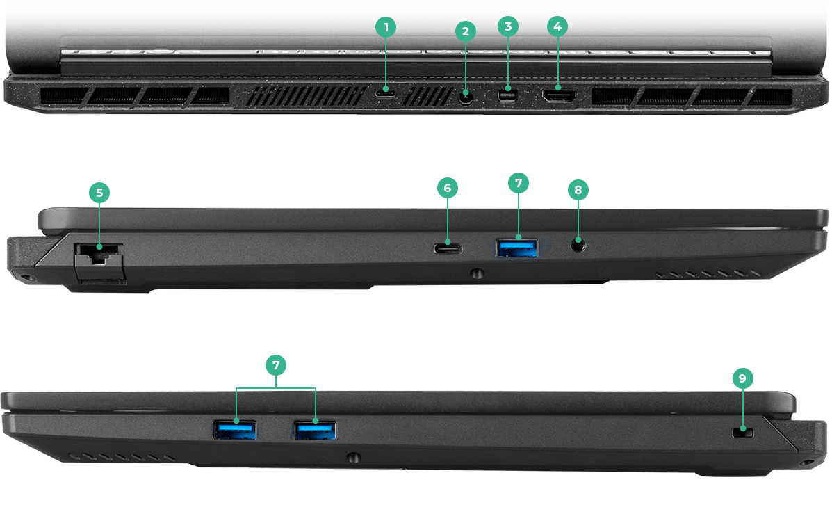 16 Inch Gaming laptop Ports